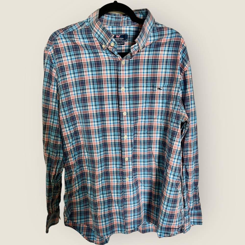 Vineyard Vines Slim Fit Tucker Shirt‎ Men's XL Plaid Long Sleeve Multicolor 🐳✅